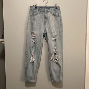 Levi's Women's Blue Light Wash Distressed Relaxed Fit High Rise Jeans